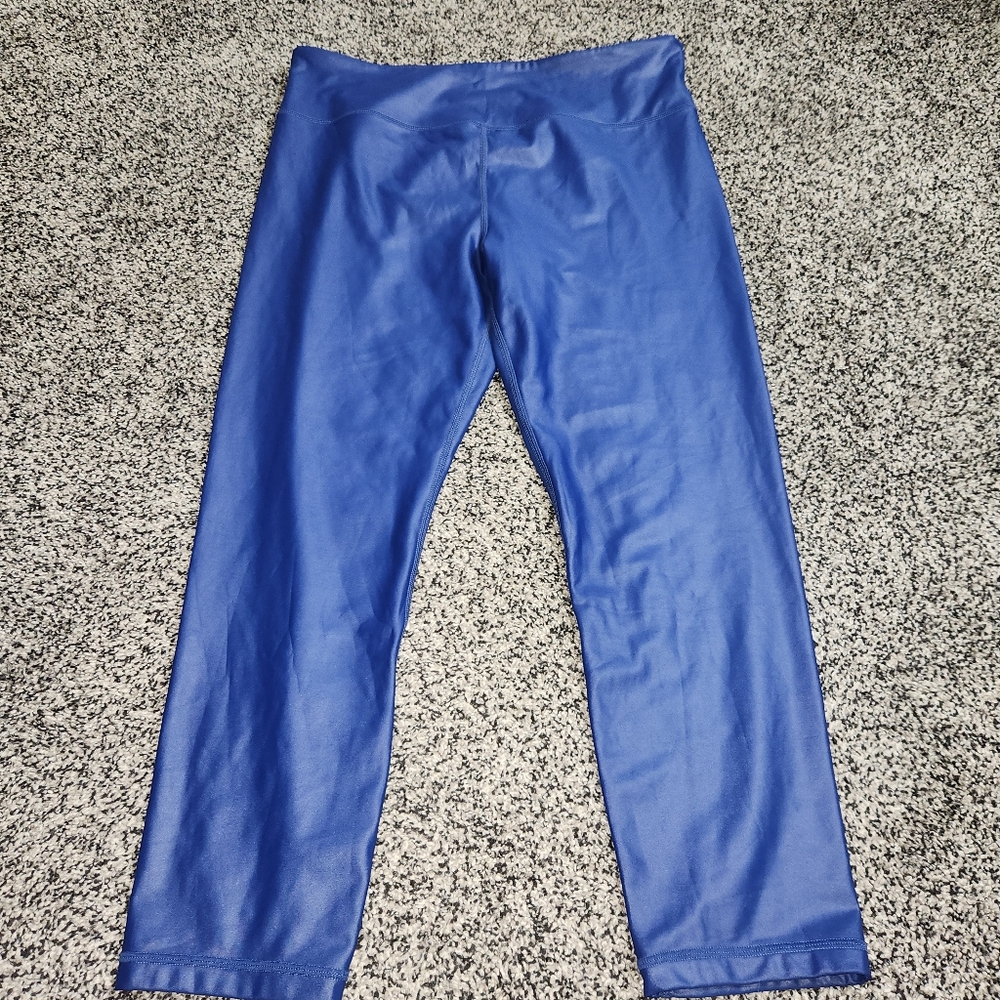 Zyia Blue Metallic Light N Tight Leggings Hi Rise 7/8 Ankle Sz 20, Tummy Control
